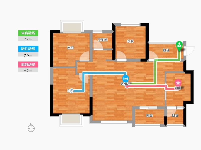 四川省-成都市-家益凤凰富居-74.62-户型库-动静线