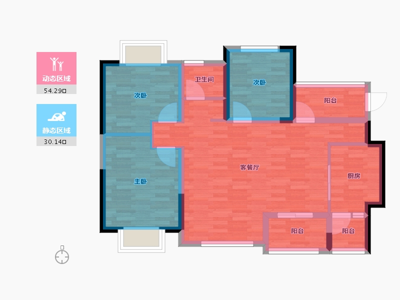 四川省-成都市-家益凤凰富居-74.62-户型库-动静分区