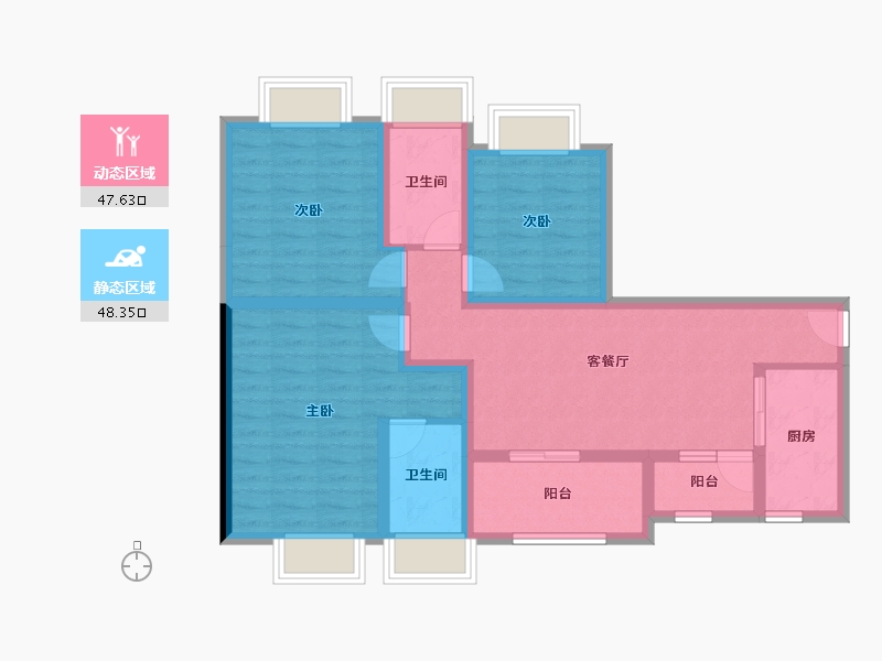 四川省-成都市-中铁骑士府邸-84.22-户型库-动静分区