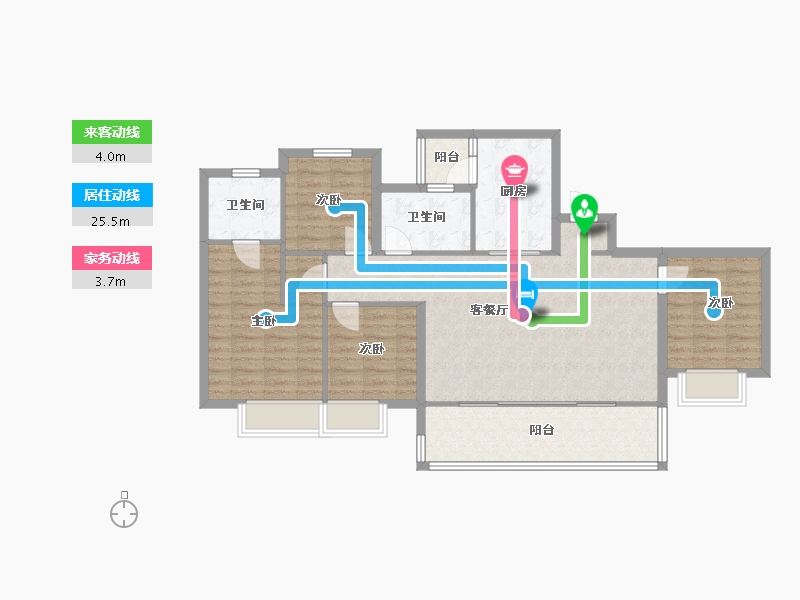 四川省-成都市-同森锦逸名邸4栋132m²-101.37-户型库-动静线