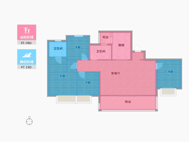 四川省-成都市-同森锦逸名邸4栋132m²-101.37-户型库-动静分区