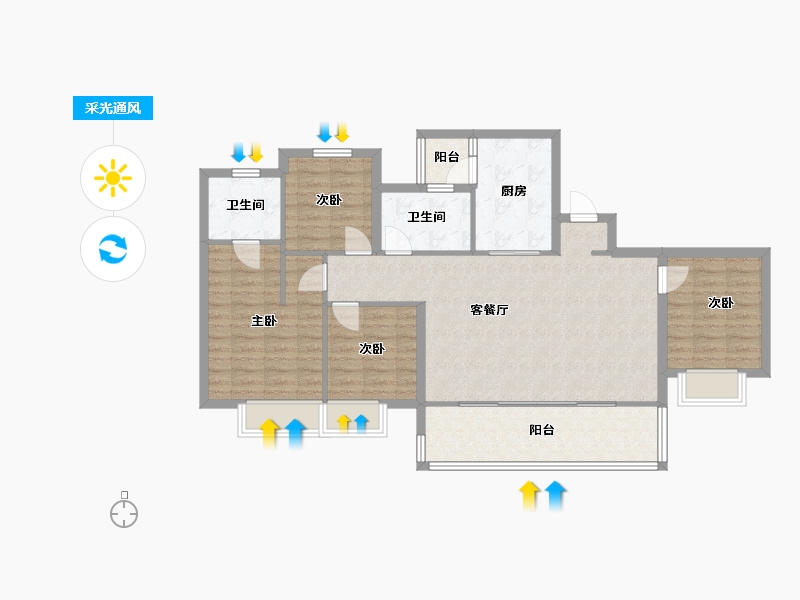 四川省-成都市-同森锦逸名邸4栋132m²-101.37-户型库-采光通风