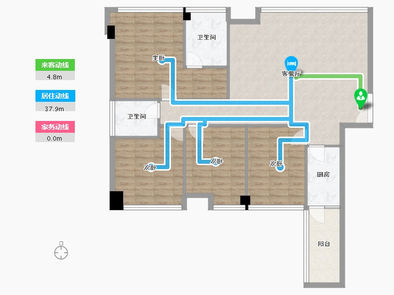 四川省-成都市-永立龙邸2号楼,3号楼137m²-116.62-户型库-动静线