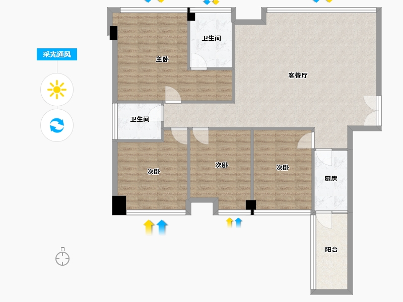 四川省-成都市-永立龙邸2号楼,3号楼137m²-116.62-户型库-采光通风