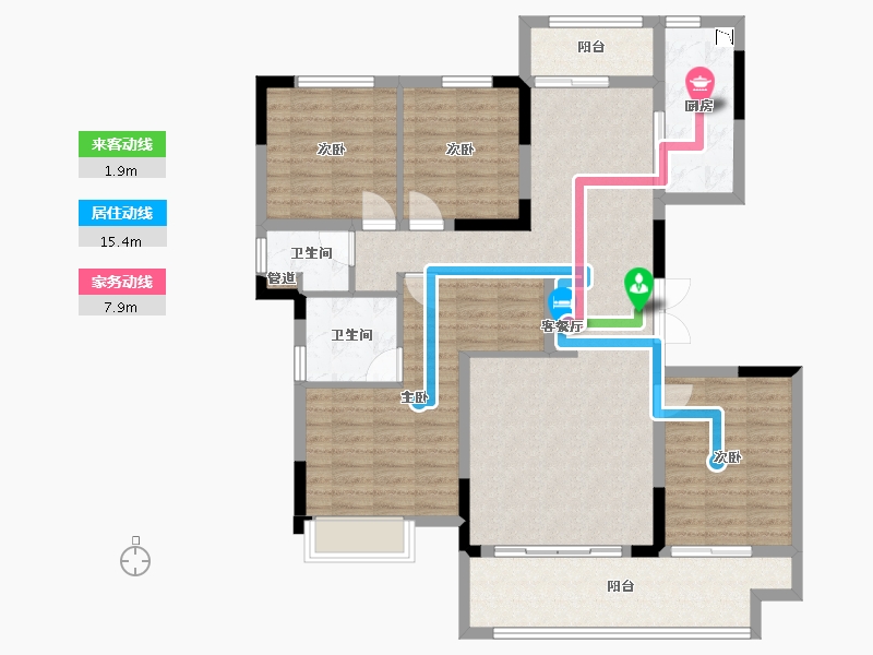 四川省-成都市-中车共享城147m²-116.91-户型库-动静线