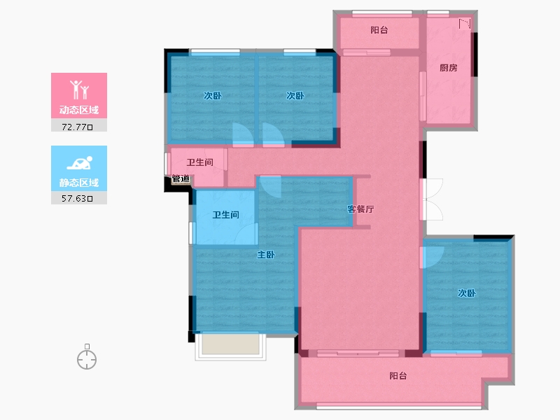 四川省-成都市-中车共享城147m²-116.91-户型库-动静分区