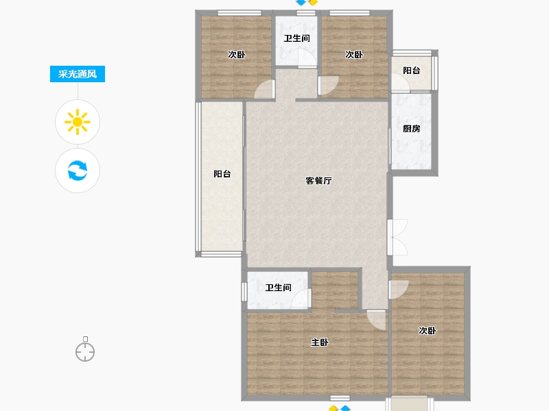 四川省-成都市-中车共享城157m²-129.95-户型库-采光通风