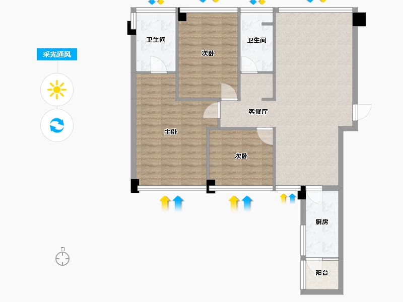 四川省-成都市-永立龙邸4号楼,5号楼108m²-89.72-户型库-采光通风