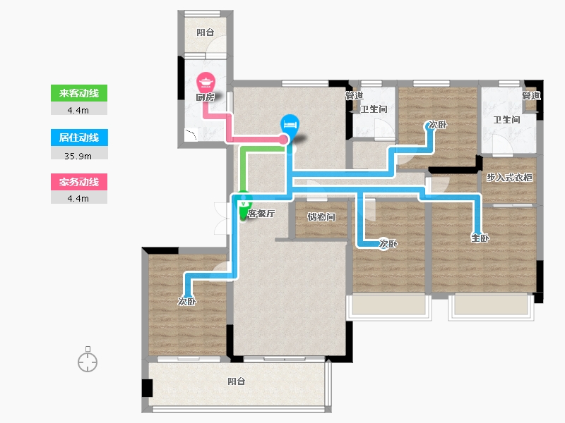 四川省-成都市-中车共享城157m²-125.32-户型库-动静线