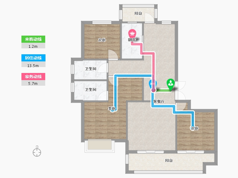 四川省-成都市-中车共享城129m²-96.18-户型库-动静线