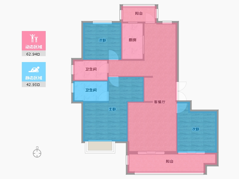 四川省-成都市-中车共享城129m²-96.18-户型库-动静分区