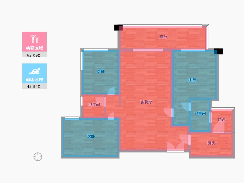 四川省-成都市-成都长虹天樾建面118m2-92.81-户型库-动静分区