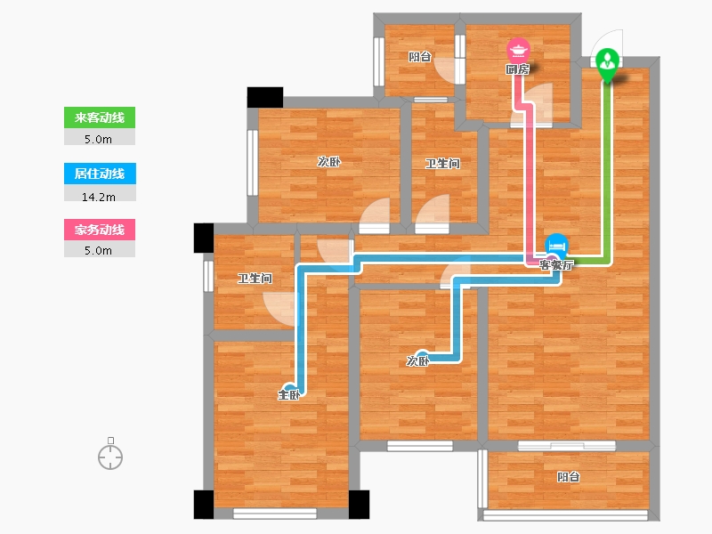 四川省-成都市-保利时代11号楼建面113m2-84.78-户型库-动静线