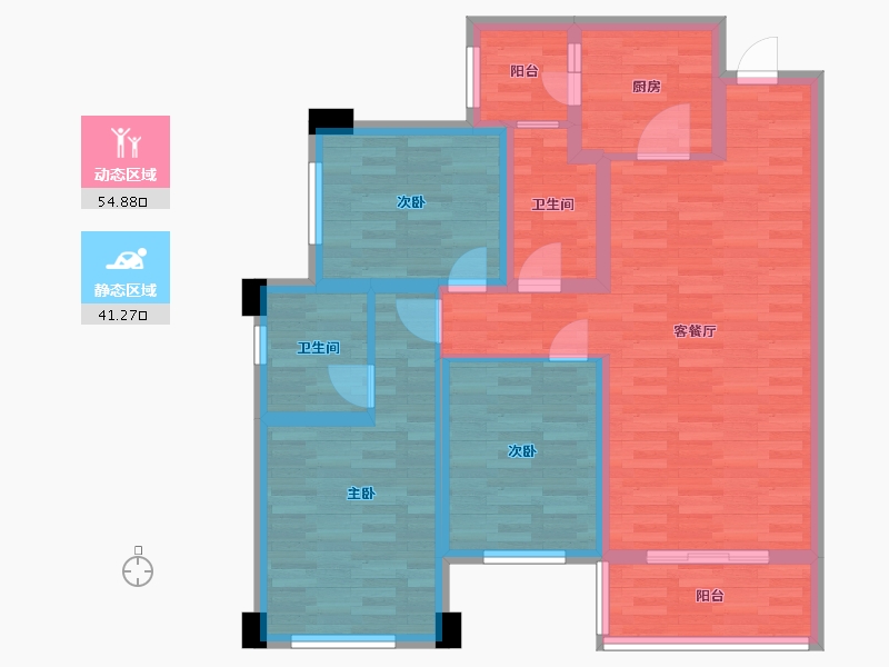 四川省-成都市-保利时代11号楼建面113m2-84.78-户型库-动静分区