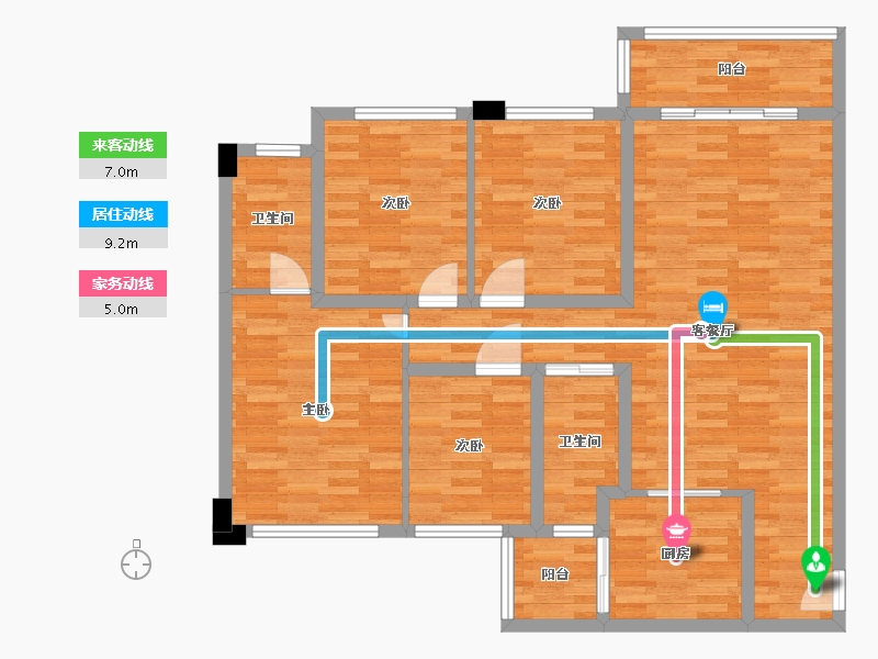 四川省-成都市-保利时代11号楼建面128m2-106.55-户型库-动静线