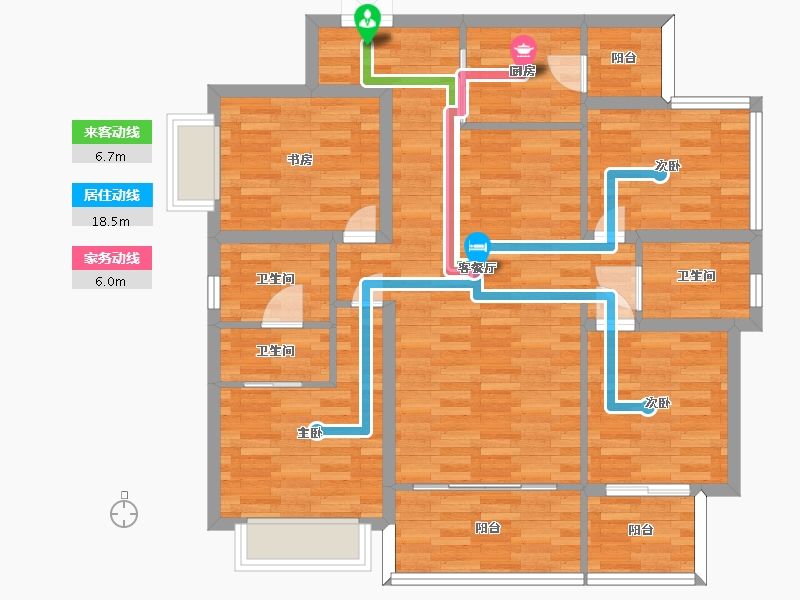 四川省-成都市-成都长虹天樾建面128m2-100.79-户型库-动静线