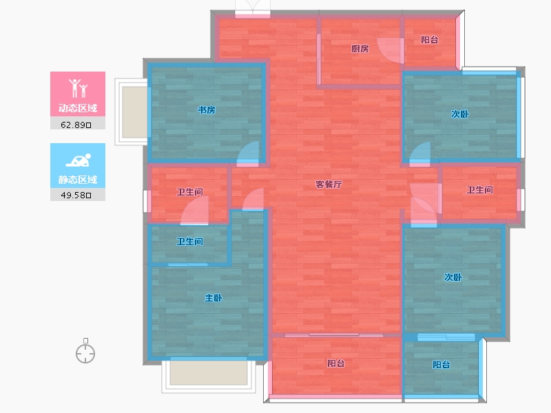 四川省-成都市-成都长虹天樾建面128m2-100.79-户型库-动静分区