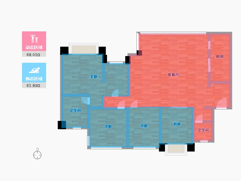 四川省-成都市-成都长虹天樾建面146m2-118.01-户型库-动静分区