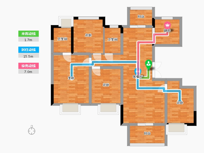 四川省-成都市-电建地产洺悦玺2号楼,3号楼,1号楼,10号楼建面129m2-99.76-户型库-动静线