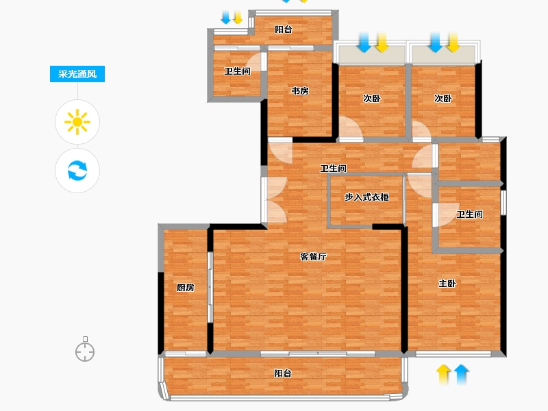 四川省-成都市-国宾锦麟天玺7号楼建面200m2-160.00-户型库-采光通风