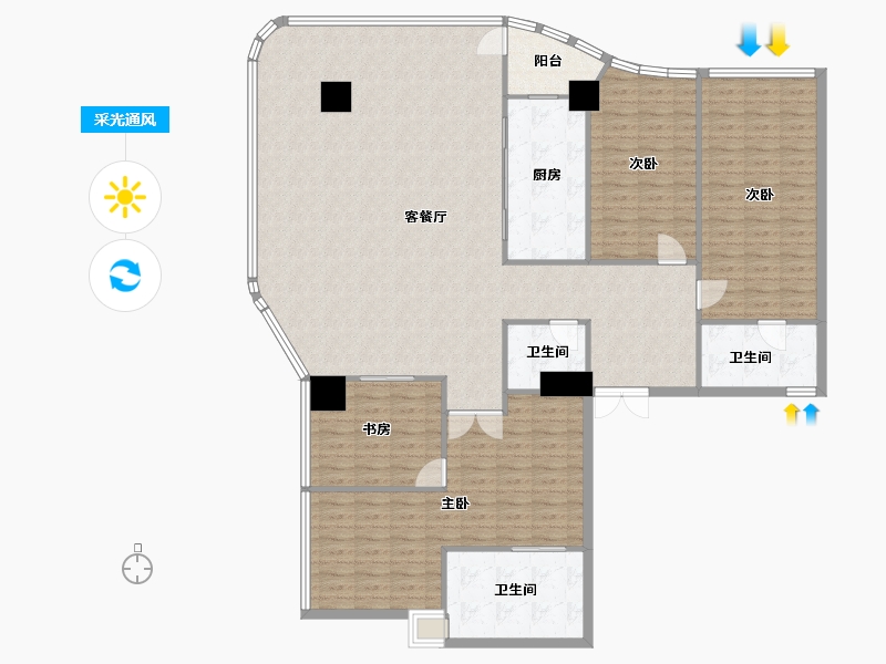 四川省-成都市-新希望D10天府1号楼,3号楼240m²-182.20-户型库-采光通风