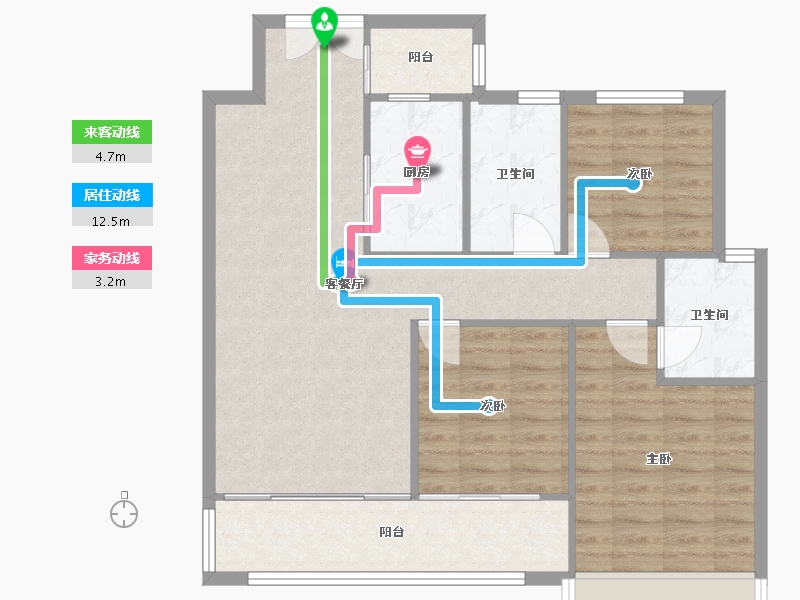 四川省-成都市-新希望锦官府2号楼118m²-91.56-户型库-动静线