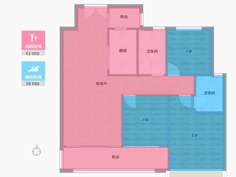 四川省-成都市-新希望锦官府2号楼118m²-91.56-户型库-动静分区