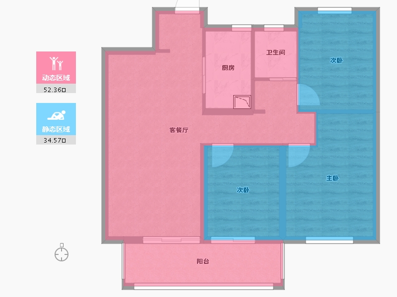 陕西省-西安市-中南菩悦东望城-78.00-户型库-动静分区