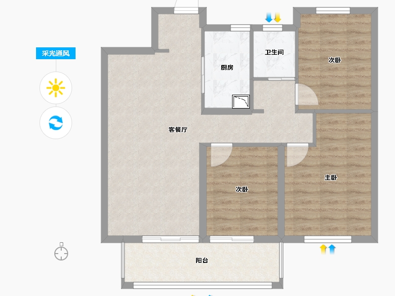 陕西省-西安市-中南菩悦东望城-78.00-户型库-采光通风