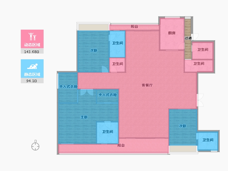 四川省-成都市-伊泰天骄3号楼,8号楼,9号楼267m²-226.18-户型库-动静分区