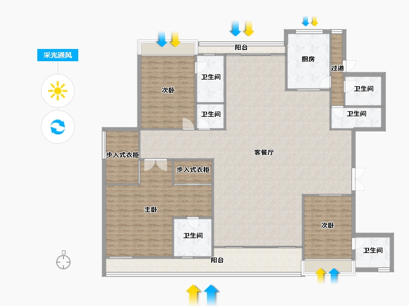 四川省-成都市-伊泰天骄3号楼,8号楼,9号楼267m²-226.18-户型库-采光通风