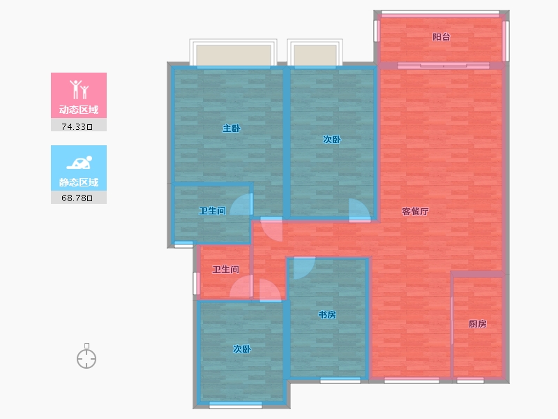 浙江省-宁波市-爱情海-129.49-户型库-动静分区