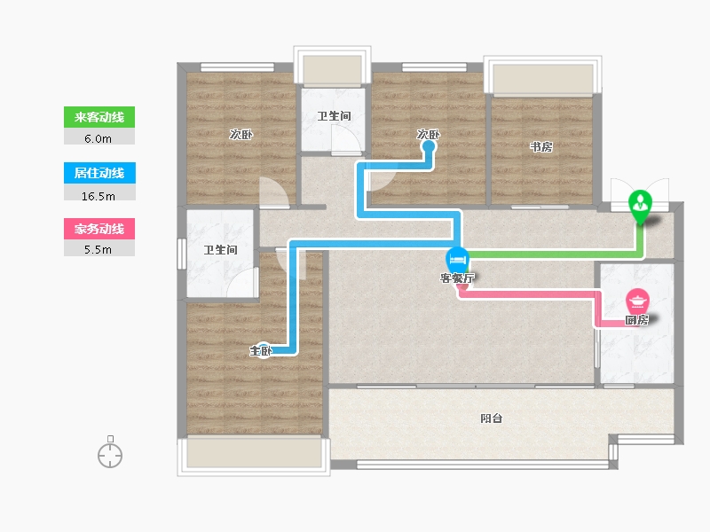 四川省-成都市-新希望锦官府2号楼138m²-108.64-户型库-动静线