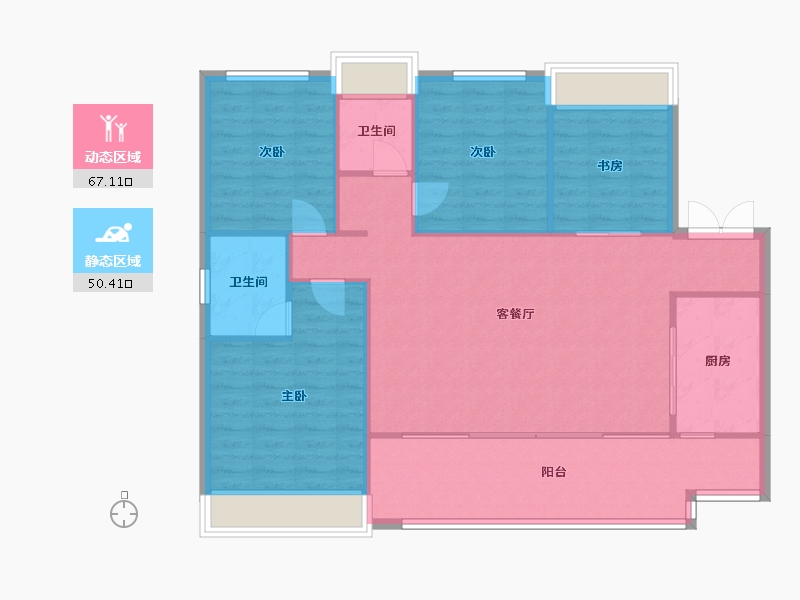 四川省-成都市-新希望锦官府2号楼138m²-108.64-户型库-动静分区