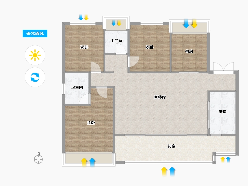 四川省-成都市-新希望锦官府2号楼138m²-108.64-户型库-采光通风