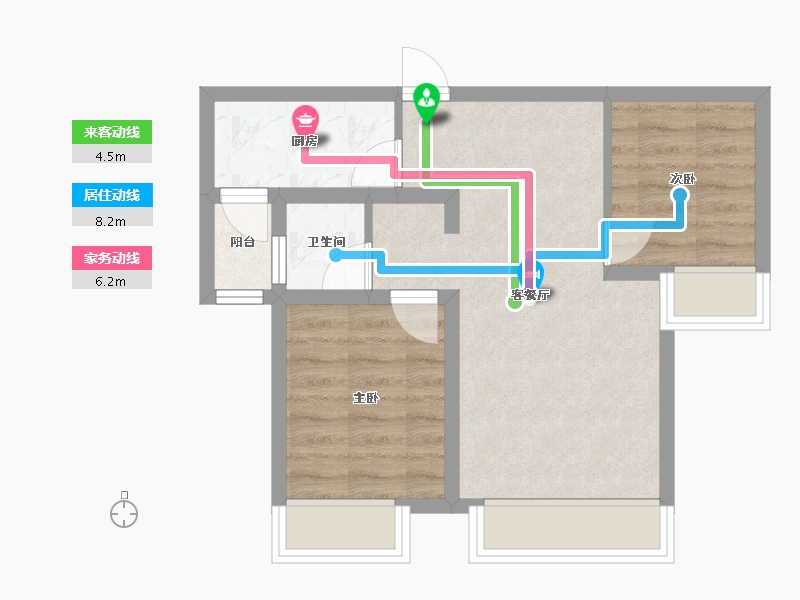 四川省-成都市-自在轩1号楼,2号楼,4号楼70m²-46.92-户型库-动静线