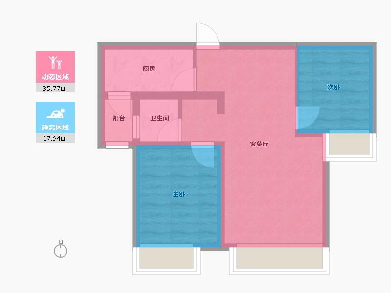 四川省-成都市-自在轩1号楼,2号楼,4号楼70m²-46.92-户型库-动静分区