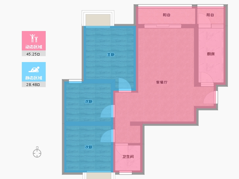 四川省-成都市-自在轩1号楼,4号楼95m²-64.34-户型库-动静分区