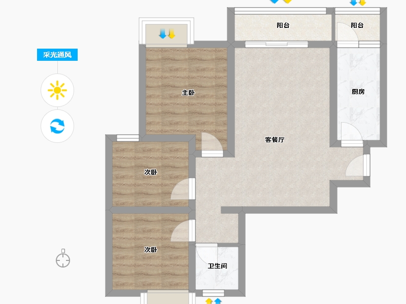 四川省-成都市-自在轩1号楼,4号楼95m²-64.34-户型库-采光通风