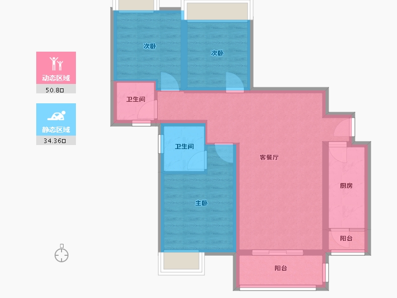 四川省-成都市-自在轩2号楼105m²-75.04-户型库-动静分区