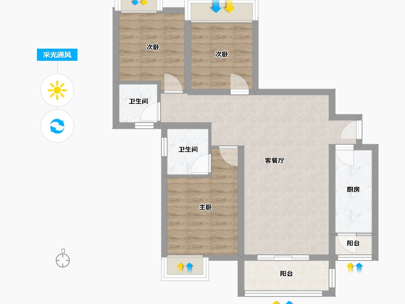 四川省-成都市-自在轩2号楼105m²-75.04-户型库-采光通风