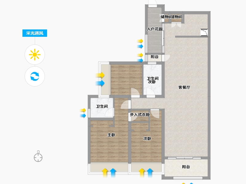 四川省-成都市-华府金沙名城7号楼135m²-109.06-户型库-采光通风