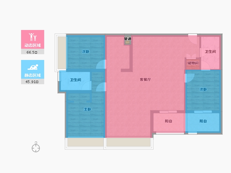 四川省-成都市-华府金沙名城7号楼125m²-100.87-户型库-动静分区