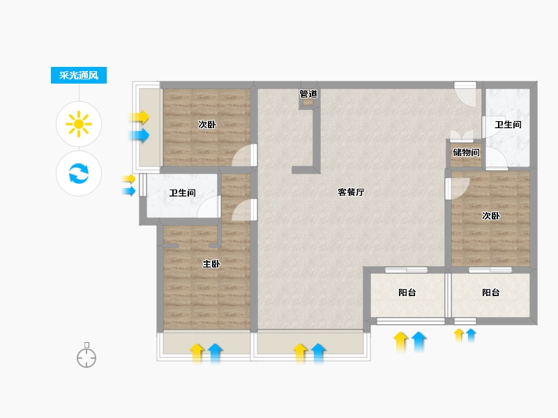 四川省-成都市-华府金沙名城7号楼125m²-100.87-户型库-采光通风