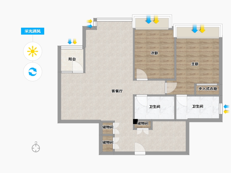 四川省-成都市-华府金沙名城105m²-82.52-户型库-采光通风