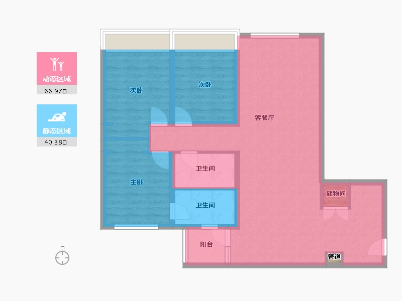 四川省-成都市-华府金沙名城124m²-96.46-户型库-动静分区