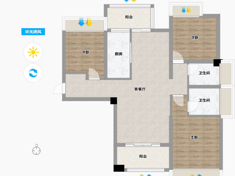 四川省-成都市-金沙宸宇公馆　3号楼119m²-92.10-户型库-采光通风