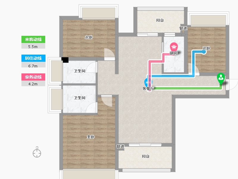 四川省-成都市-金沙宸宇公馆　3号楼125m²-97.77-户型库-动静线