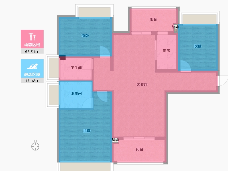 四川省-成都市-金沙宸宇公馆　3号楼125m²-97.77-户型库-动静分区