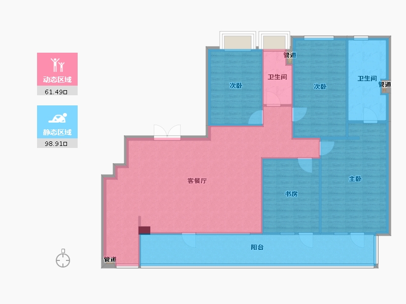 四川省-成都市-金茂府二期1栋,二期5栋,二期6栋182m²-148.89-户型库-动静分区